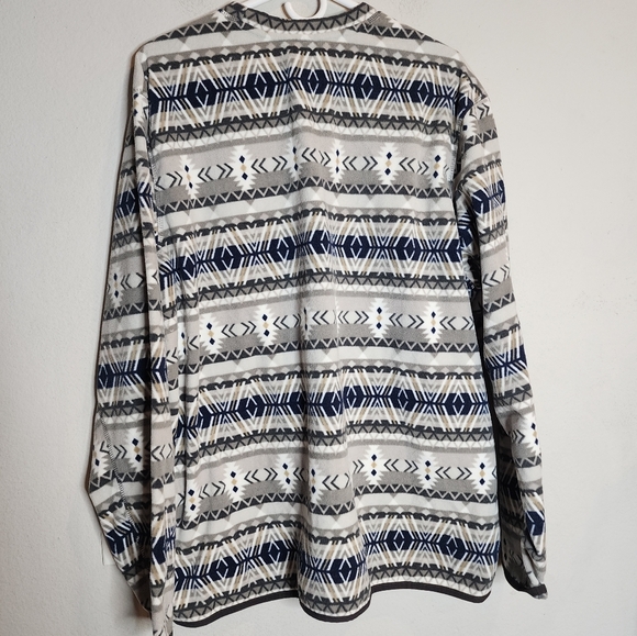NWT Eddie Bauer Fleece Pullover Size XL Grey Blue Fairisle Aztec Winter - Picture 9 of 14